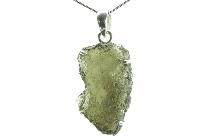 Green Moldavite Tektite Pendant ( g) - Czech Republic #376315